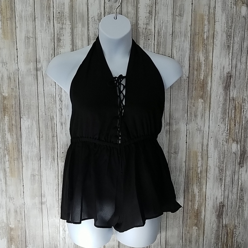 Elan halter open back romper